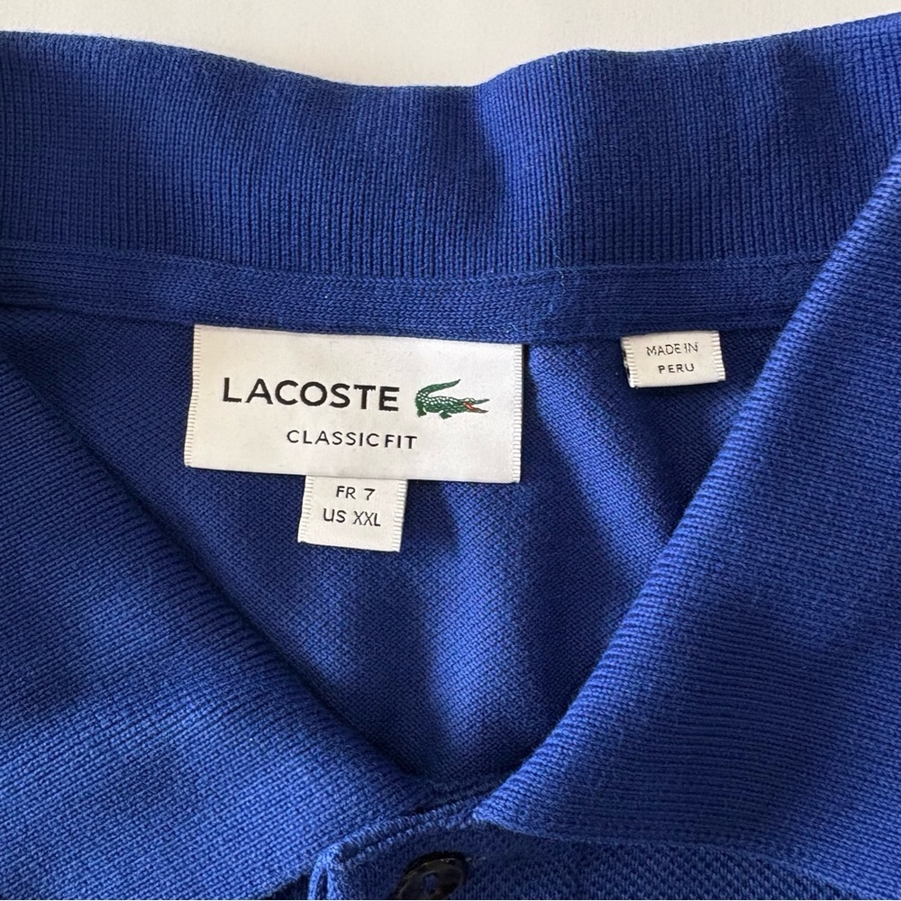Lacoste Polo Shirt Men XXL Blue Classic Fit Cotton Preppy Casual Sportswear - Picture 3 of 7